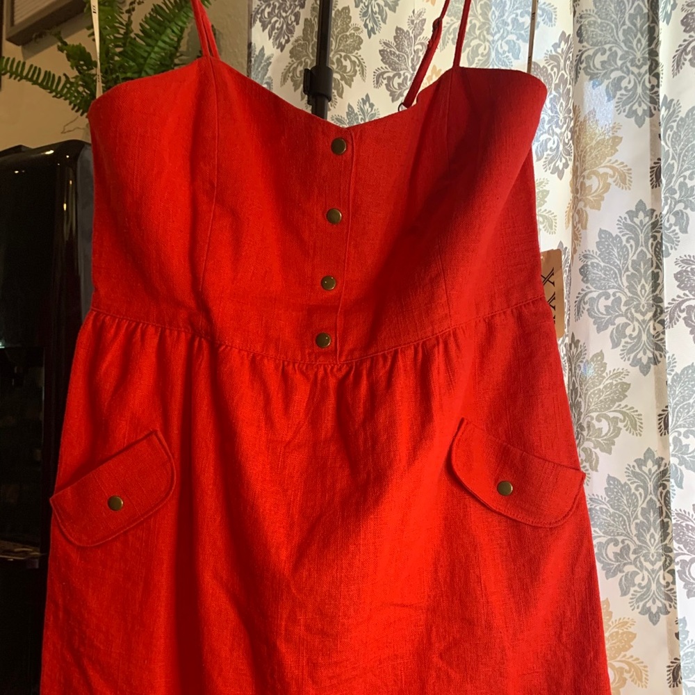 Red thin strap summer dress